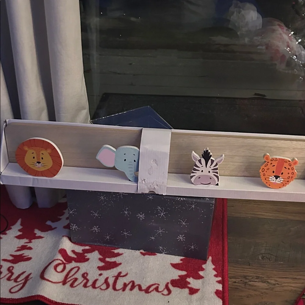 Animal-Themed Wooden Shelf Decor
